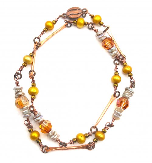 Kristal Wick's Sunset at the Cabin Wrap Bracelet - , Contemporary Wire Jewelry, Forging, Forging Jewelry, Jewelry Forging, How To Punch Holes, Hole Punching, Punch A Hole, Wire Wrapping, Wrapping, Wire Wrapping Jewelry, bead and wire wrap bracelet